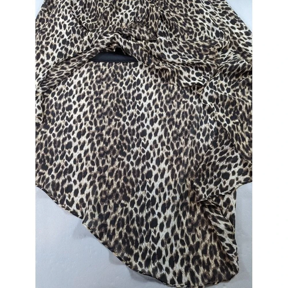 Forever 21 Skirt Women's Sz Medium Leopard Animal Print Pleated Sheer Midi Boho